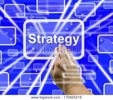 Strategy Button Showing Planning And Vision 3D Rendering