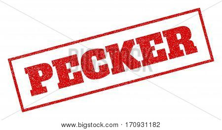 Red Rubber Seal Stamp With Pecker Text. Vector Message Inside Rectangular Shape. Grunge Design And D