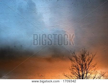 Landschap op de muur