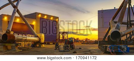 SZCZECIN, POLAND-CIRCA july 2016:Factory platforms for offshore wind, Ostrow Grabowski, Szczecin,