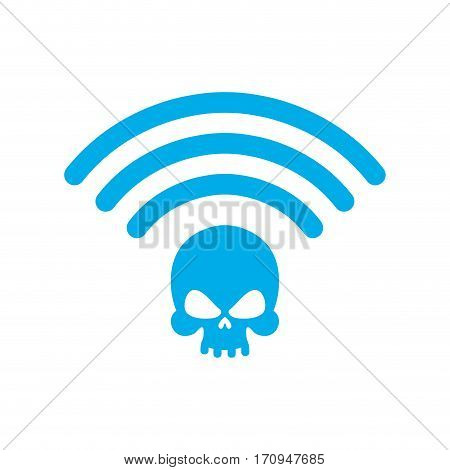 Wi-fi Death. Wifi Mortal. Wireless Connection Skull. Passing Doom. Demise At Distance