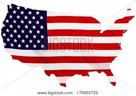 USA Flag in the form of maps of the United States on a white background