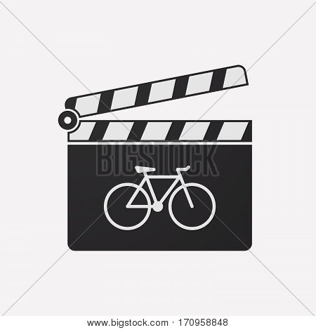 Isolated Clapper Board With A Bicycle