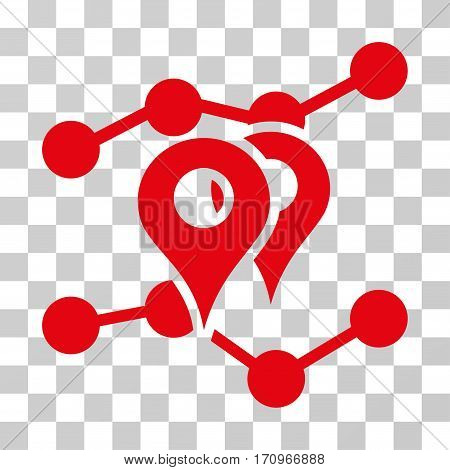 Geo Trends icon. Vector illustration style is flat iconic symbol red color transparent background. Designed for web and software interfaces.