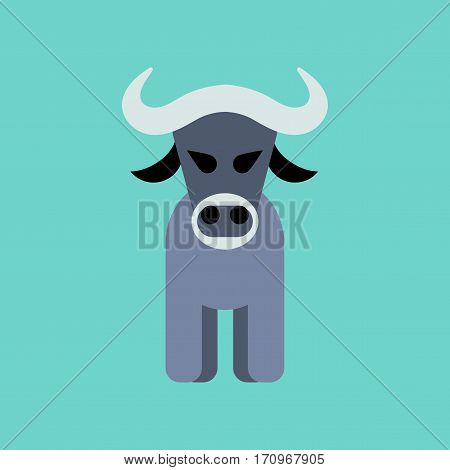 flat icon on stylish background cartoon bull