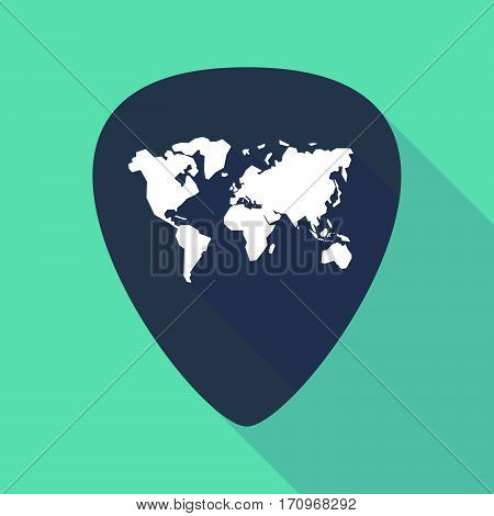 Long Shadow Guitar Pick With A World Map