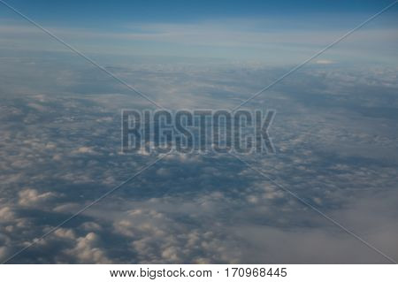 Aerial view above the sky, picture from plane.