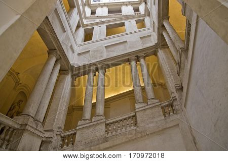 ROME ITALY - FEBRUARY 5 2017: baroque staircase by Bernini in the Palazzo Barberini