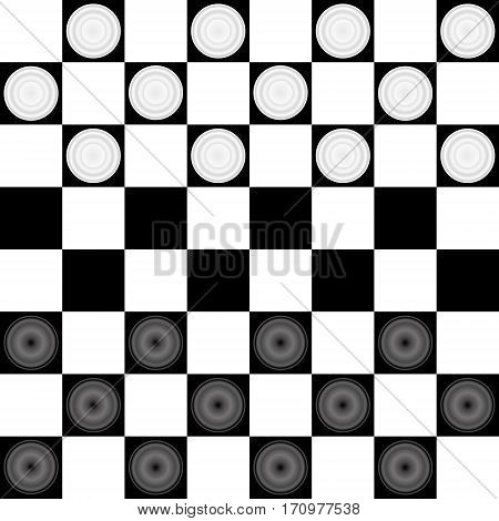 Checkers board chess board.Black and white checkers game