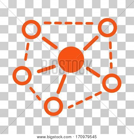 Molecule Links icon. Vector illustration style is flat iconic symbol orange color transparent background. Designed for web and software interfaces.