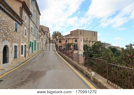 Street in town Estellencs on Majorca Spain