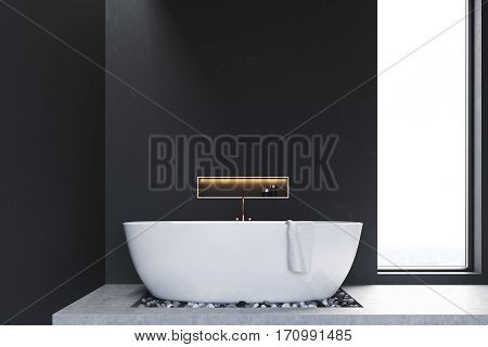 Close Up Of Bathroom With Window And Stones