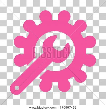 Wrench And Gear Customization Tools icon. Vector illustration style is flat iconic symbol pink color transparent background. Designed for web and software interfaces.