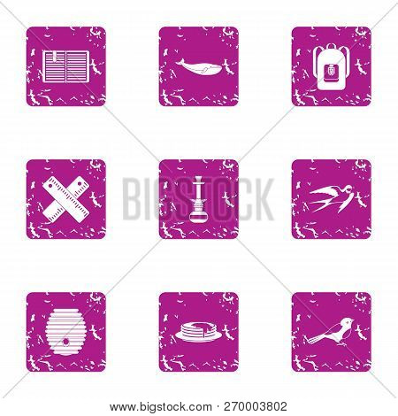 Animal Watching Icons Set. Grunge Set Of 9 Animal Watching Icons For Web Isolated On White Backgroun