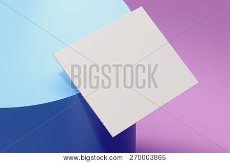 Close Up Of White Sheet Of Paper On Multicoloredbackground, 3d Rendering.