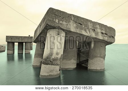 Old Concrete Pier.it Falls Apart From Time.
