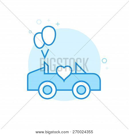 Wedding Carriage Flat Vector Icon. Wedding Car, Cabrio Symbol, Pictogram, Sign. Light Flat Style. Bl