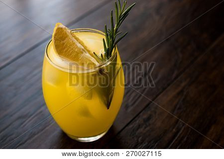 Meyer Lemonade With Rosemary And Vodka. Beverage Concept.