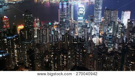 Victoria peak, Hong Kong, 08 November 2018:- Hong kong skyline