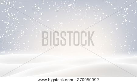 Grey Background With Winter Landscape And Snow For Seasonal, Chr
