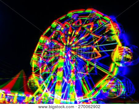 The Colors Of The Night Light In The City. Glitch Style.