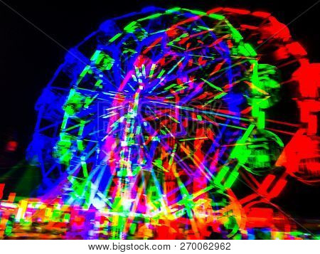 The Colors Of The Night Light In The City. Glitch Style.