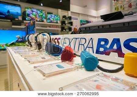 MOSCOS, RUSSIA - CIRCA SEPTEMBER, 2018: interior shot of a Sony store in Moscow.