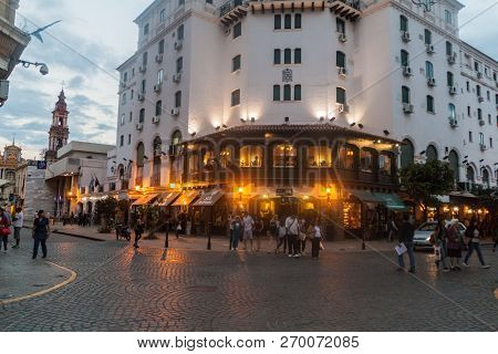 Salta, Argentina - April 8, 2015: People Walk In The City Center Of Salta, Argentina