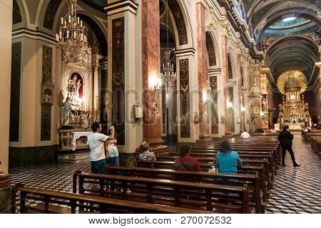 Salta, Argentina - April 9, 2015: Interior Of Cathedral Basilica And Sanctuary Of The Lord And The V