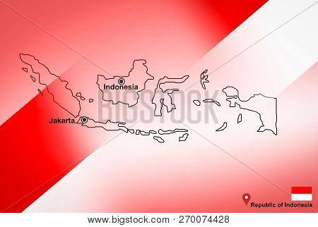 Indonesia Map And Jakarta With Location Map Pin And Indonesia Flag On Travel Map Of Asia - Republic 