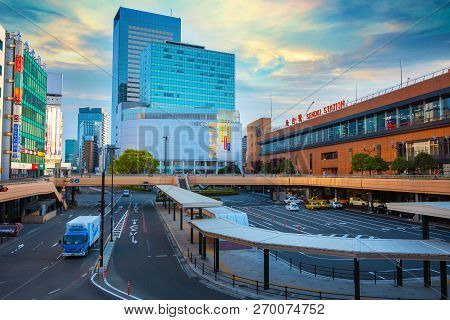 Tokyo, Japan - April 22 2018: Sendai Station Is A Major Railway Station In Miyagi, Japan. It Is A St