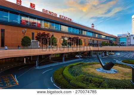 Tokyo, Japan - April 22 2018: Sendai Station Is A Major Railway Station In Miyagi, Japan. It Is A St