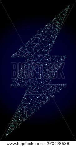Polygonal Electric Spark Illustration With Quick Speed Effect. Abstract Mesh Lines, Triangles And Po