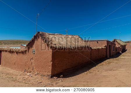 Adobe Houses In Cerrillos Village On Bolivian Altiplano