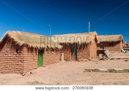 Adobe Houses In Cerrillos Village On Bolivian Altiplano