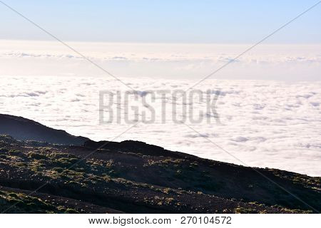 Mar De Nubes, Sea Cloud On The High Mountains Phenomenon In Tenerife, Canary Island