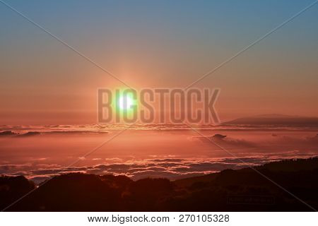 Mar De Nubes, Sea Cloud On The High Mountains Phenomenon In Tenerife, Canary Island