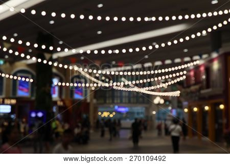 Night City Street Lights Bokeh Background At The Kobe Harbour Land  ,defocused Background
