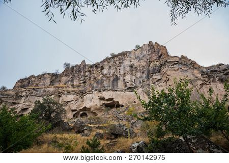 Ihlara Valley In Cappadocia. Ihlara Valley, Peristrema Monastery Or Ihlara Gorge Is The Most Famous 