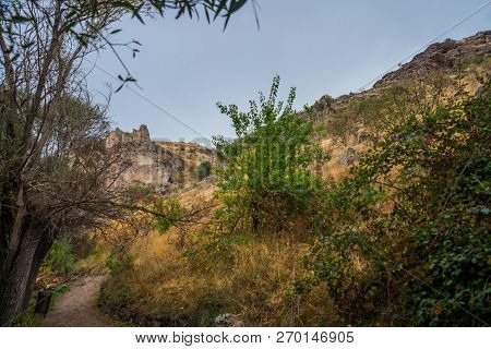 Ihlara Valley In Cappadocia. Ihlara Valley, Peristrema Monastery Or Ihlara Gorge Is The Most Famous 