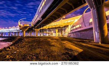 Saint-petersburg, Russia - November 21, 2018: Time Lapse Evening Highway, Western High-speed Diamete