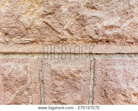 Carved Stone On Residentual House Foundation Close Up Shot On Natural Light.