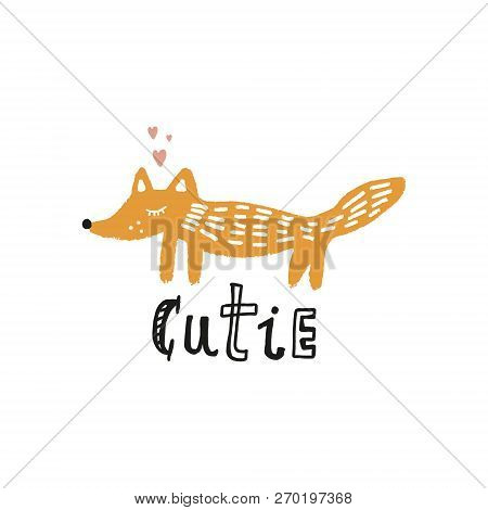 Vector Nursery Poster With Cute Fox, Scandinavian Style