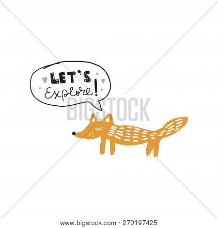 Vector Nursery Poster With Cute Fox, Scandinavian Style