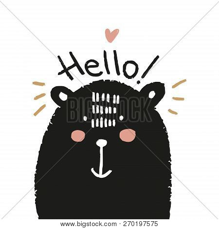 Vector Polar Bear Face. Scandinavian Style Kids Graphic