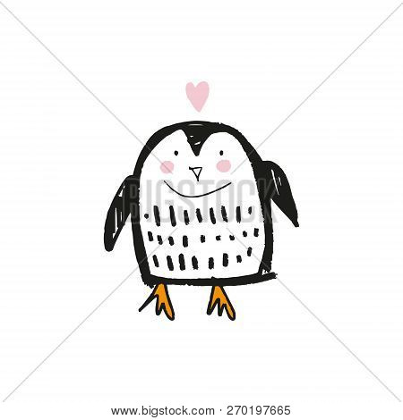 Cute Nursery Hand Drawn Little Penguin, Baby Animal Print