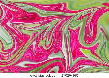 Liquify Abstract Pattern With Deeppink, Green And Pink Graphics Color Art Form. Digital Background W