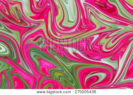 Liquify Abstract Pattern With Deeppink, Green And Pink Graphics Color Art Form. Digital Background W