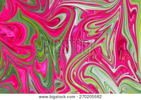 Liquify Abstract Pattern With Deeppink, Green And Pink Graphics Color Art Form. Digital Background W
