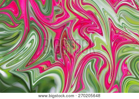 Liquify Abstract Pattern With Deeppink, Green And Pink Graphics Color Art Form. Digital Background W
